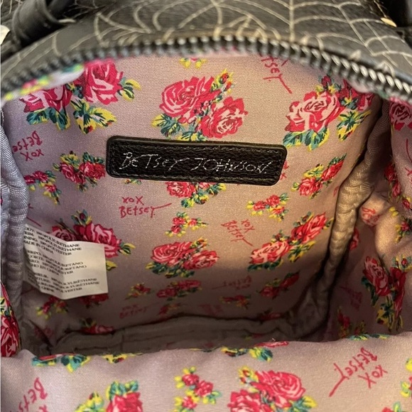 RARE Betsey Johnson Vampire Cat Spider web print Mini Backpack purse bag NWT - Picture 6 of 7